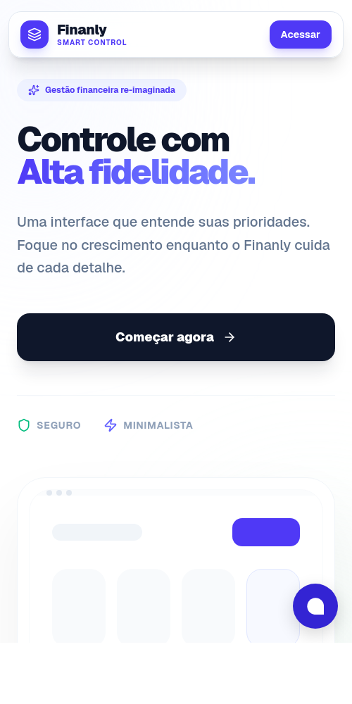 Tela do Finanly no celular