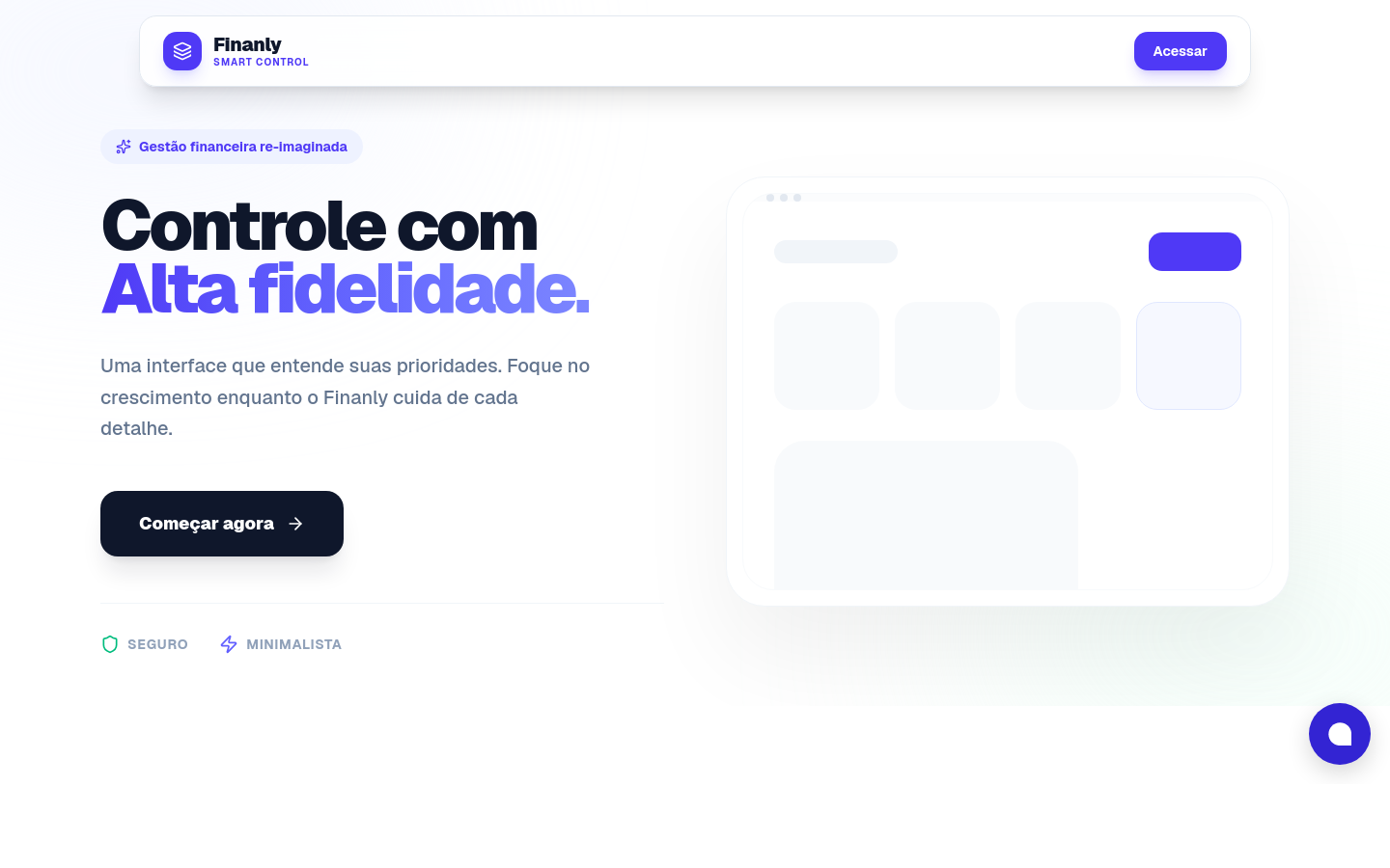 Tela do Finanly no computador